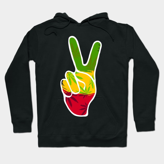 Ethiopia Flag colors, Rasta Peace Sign, Reggae Hoodie by alzo